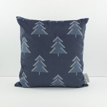 Coussin de Noël sapins MB bleu moyen 50x50cm 1