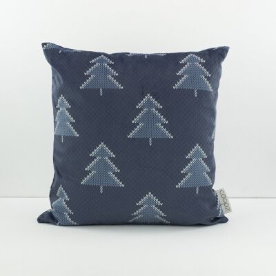 Coussin de Noël sapins MB bleu moyen 40x40cm