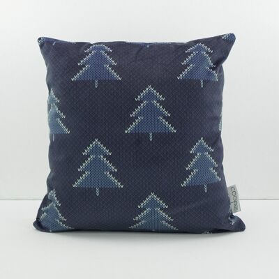 Coussin de Noël sapins DB bleu foncé 40x40cm