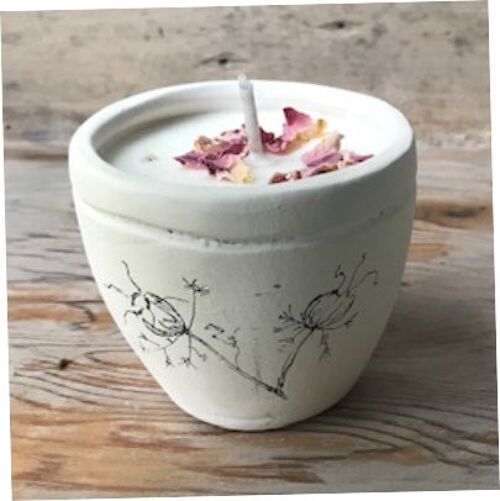 Merryfield Pottery - Botanical Seedhead Design Shabby Chic Candlepots - Nigella