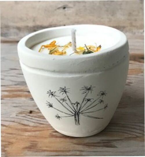 Merryfield Pottery - Botanical Seedhead Design Shabby Chic Candlepots - Allium