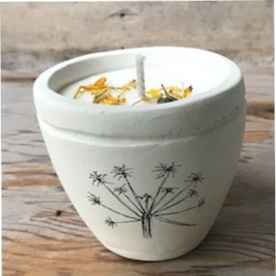 Merryfield Pottery - Botanical Seedhead Design Shabby Chic Candlepots - Allium