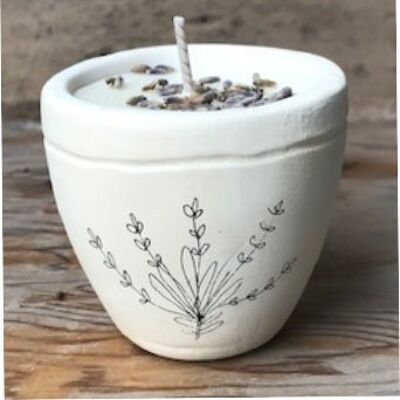 Merryfield Pottery - Botanical Seedhead Design Shabby Chic Candlepots - Lavanda