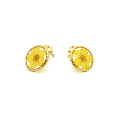 Yellow natural flower earrings | Floral earrings | Floral jewelry | 14k gold filled