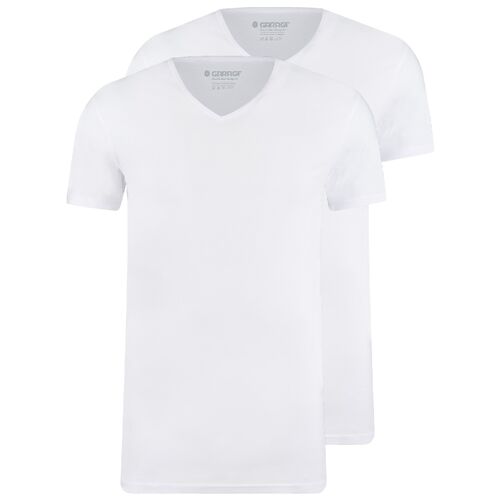0222 Bio-cotton Bodyfit 2-pack T-shirt V-neck - White