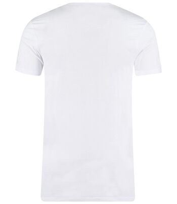 0222 T-shirt col V Bodyfit en coton bio pack de 2 - blanc 3