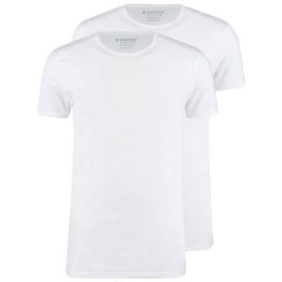 0221 T-shirt Bodyfit in biocotone 2pz O-collo - Bianco