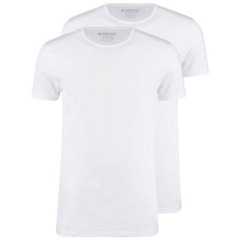 0221 T-shirt col rond Bodyfit en bio-coton - Lot de 2 - Blanc 1