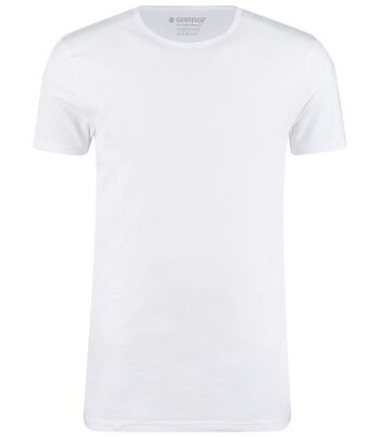 0221 T-shirt col rond Bodyfit en bio-coton - Lot de 2 - Blanc 2