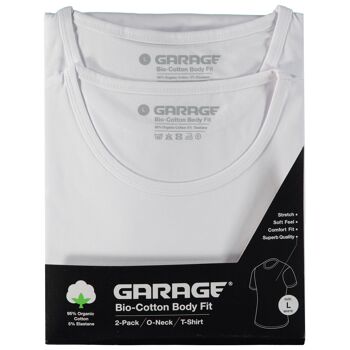 0221 T-shirt col rond Bodyfit en bio-coton - Lot de 2 - Blanc 4