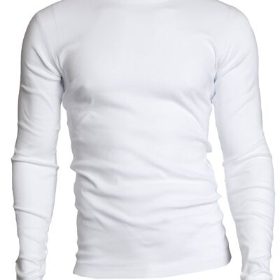 0303 SEMI BODYFIT T-shirt col rond manches longues - Blanc