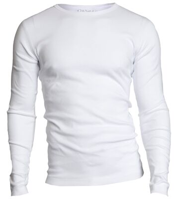 0303 SEMI BODYFIT T-shirt col rond manches longues - Blanc