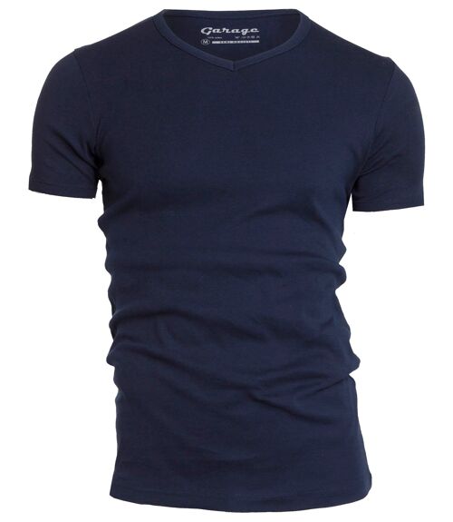0302 SEMI BODYFIT T-shirt V-neck - Navy