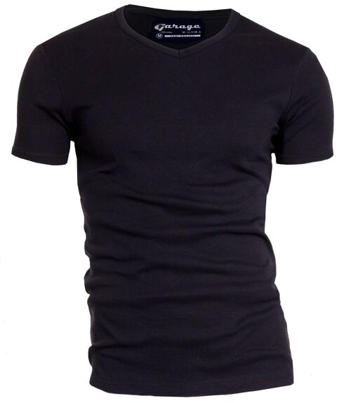0302 SEMI BODYFIT T-shirt V-neck - Black