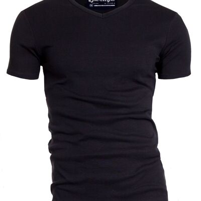 0302 SEMI BODYFIT T-shirt V-neck - Black