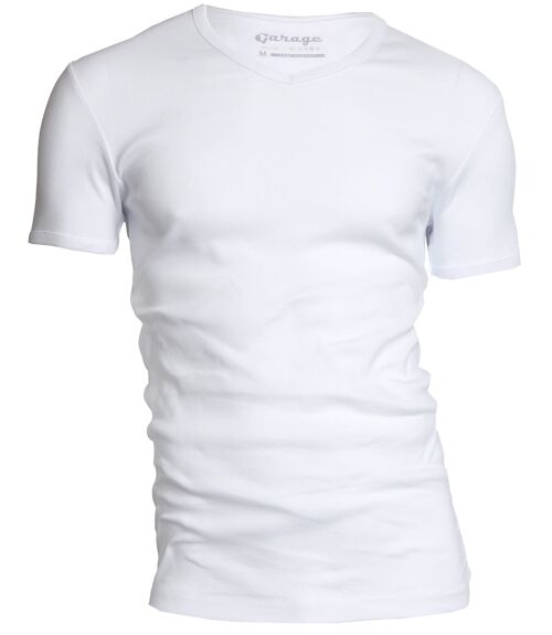 0302 SEMI BODYFIT T-shirt V-neck - White