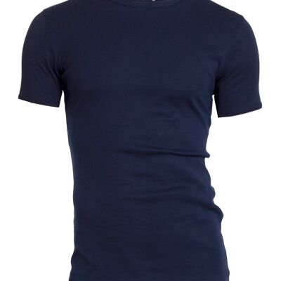 0301 SEMI BODYFIT T-Shirt O-Ausschnitt - Marineblau