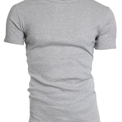 0301 SEMI BODYFIT T-Shirt O-Ausschnitt - Grau Melange