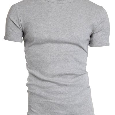 0301 SEMI BODYFIT T-shirt col rond - Gris Chiné