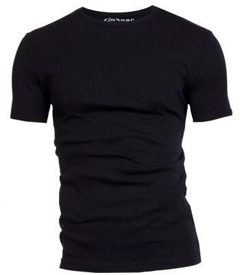 0301 SEMI BODYFIT T-shirt col rond - Noir