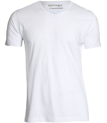 0104 REGULAR FIT T-shirt col V - Lot de 2 - Blanc 2