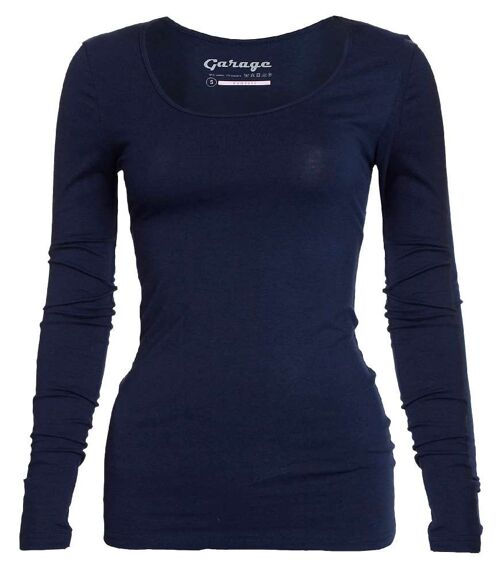 0704 Womens BODYFIT T-shirt O-Neck Longsleeve - Navy