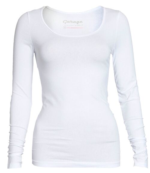 0704 Womens BODYFIT T-shirt O-Neck Longsleeve - White