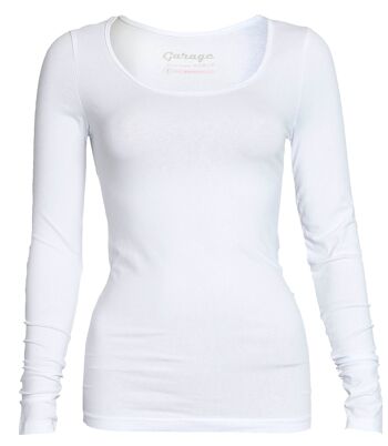 0704 T-shirt BODYFIT Femme O-Neck Longsleeve - Blanc