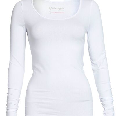 0704 Womens BODYFIT T-shirt O-Neck Longsleeve - White