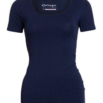 0701 Camiseta Mujer BODYFIT O-cuello - Azul Marino