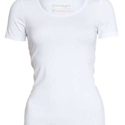 0701 Damen BODYFIT T-Shirt O-Ausschnitt - Weiß