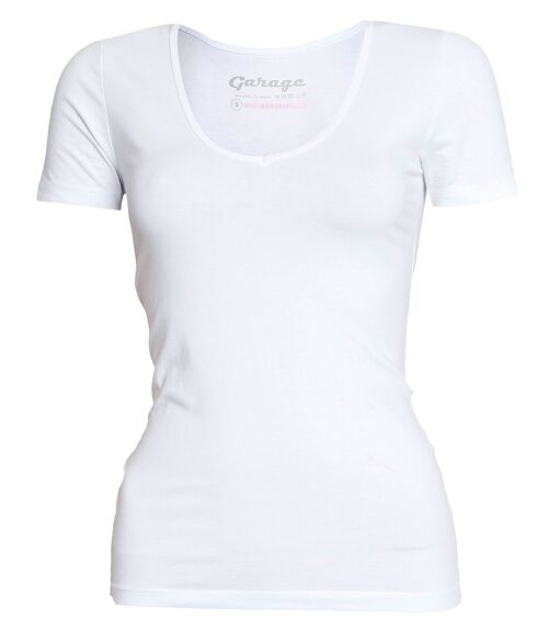 0702 Womens BODYFIT T-shirt V-neck - White