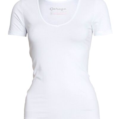 0702 Womens BODYFIT T-shirt V-neck - White
