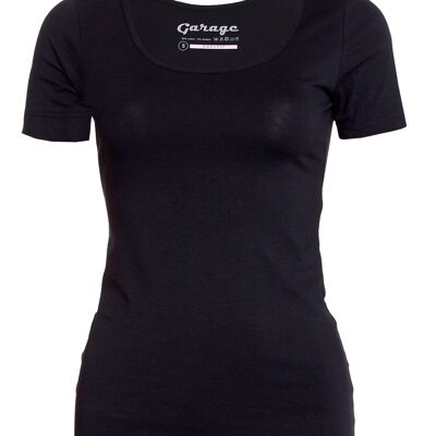 0701 Camiseta Mujer BODYFIT O-cuello - Negro