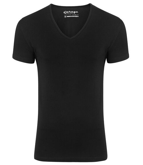 0206 BODYFIT T-shirt deep V-neck - Black