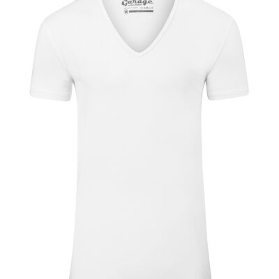 0206 BODYFIT T-shirt deep V-neck - White