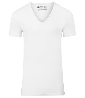 0206 BODYFIT T-shirt col V profond - Blanc