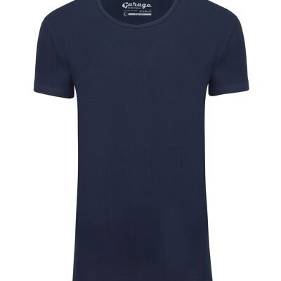 0205 BODYFIT T-Shirt tiefer O-Ausschnitt - Navy