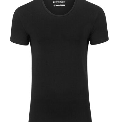 0250 BODYFIT T-Shirt tiefer O-Ausschnitt - Schwarz
