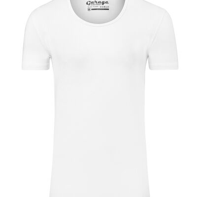 0205 BODYFIT T-shirt deep O-neck - White