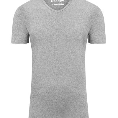 0202 BODYFIT T-Shirt V-Ausschnitt - Graumeliert