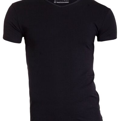 0202 BODYFIT Camiseta cuello pico - Negro