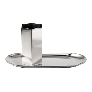 Ensemble déco de bureau (plateau et porte-stylo), argent 3