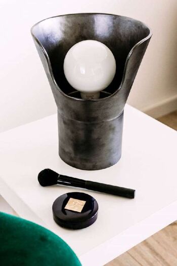 Lampe design Xona en acier noir - avec désormais une précieuse ampoule LED grand globe ! 2