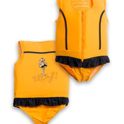 Costume da bagno galleggiante per bambina: giallo sportivo