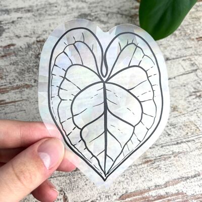 Sun Catcher Sticker - Sonnenfänger- Botanisches tropisches Blatt, Anthurium Clarinervium, Geschenk Plantlady, Plantdad, Plantlover, Pflanzen