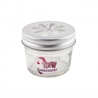 Glass storage jar for solid cosmetics - openwork lid