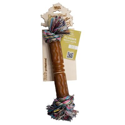 Rub flosser with rope dog toy