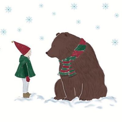 El oso y el niño Postal