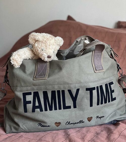 Grand sac de voyage kaki personnalisé family time